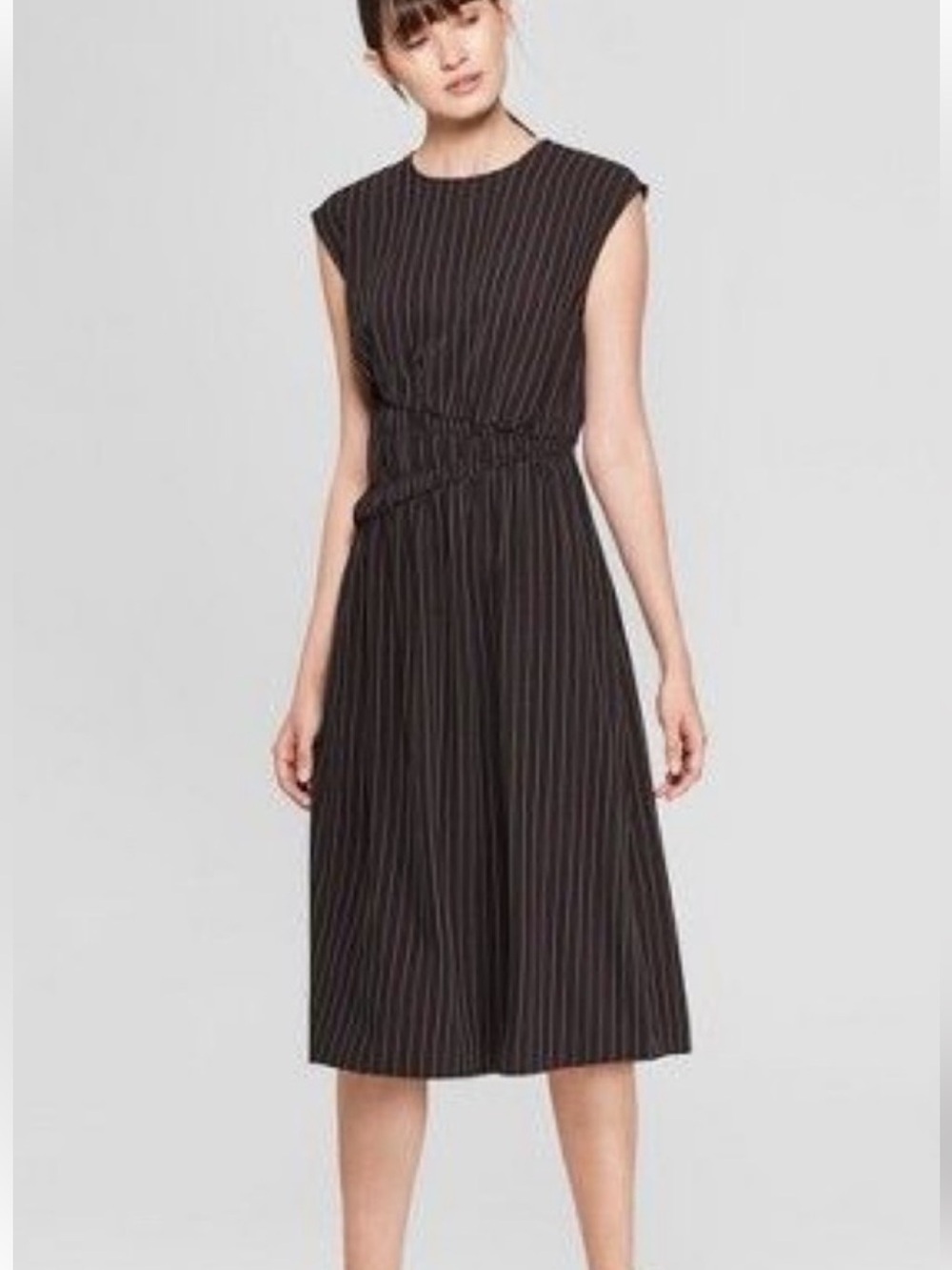 Prologue Elegant Black Pin Striped Midi Dress Size XL NWT